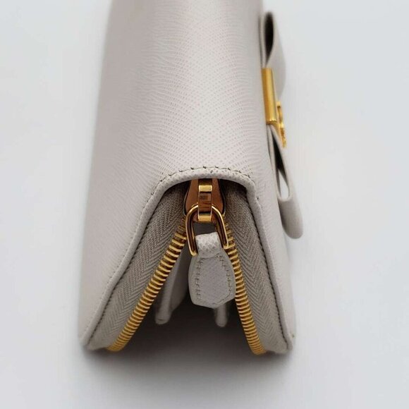100% Authentic PRADA Saffiano Ribbon Leather Zippy Wallet - Picture 12 of 16